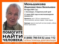Волонтёры ищут 93-летнюю женщину в Кисловодске